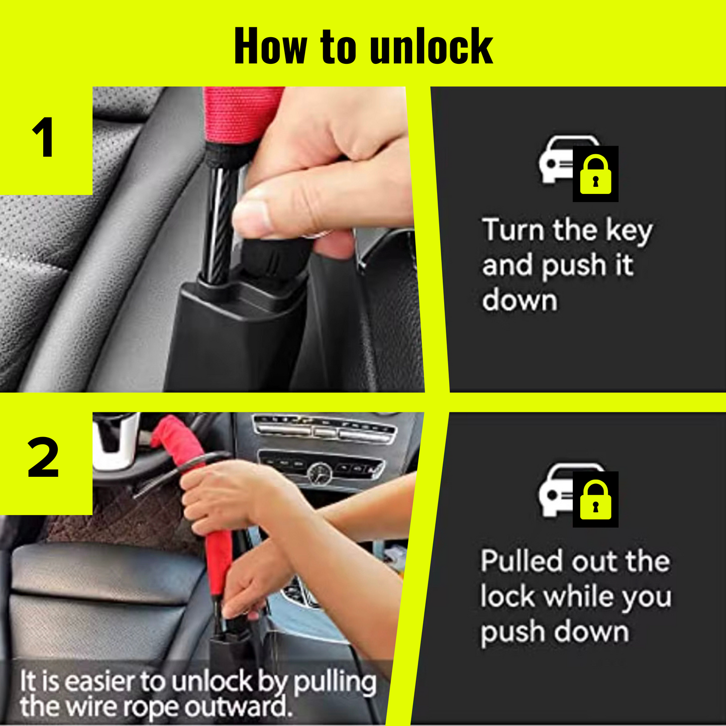 Car Shield Steering Wheel Cable Lock